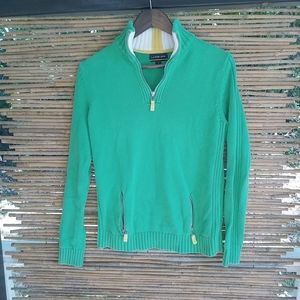 Land's End M Quarter Zip Pullover Sweater in Green Yellow
